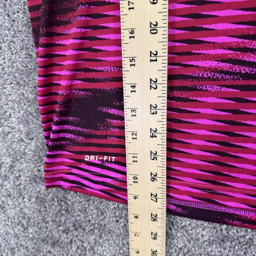 Nike Shirt Mens Medium Pink Striped Dri-Fit Short Sleeve Athletic Running Tee